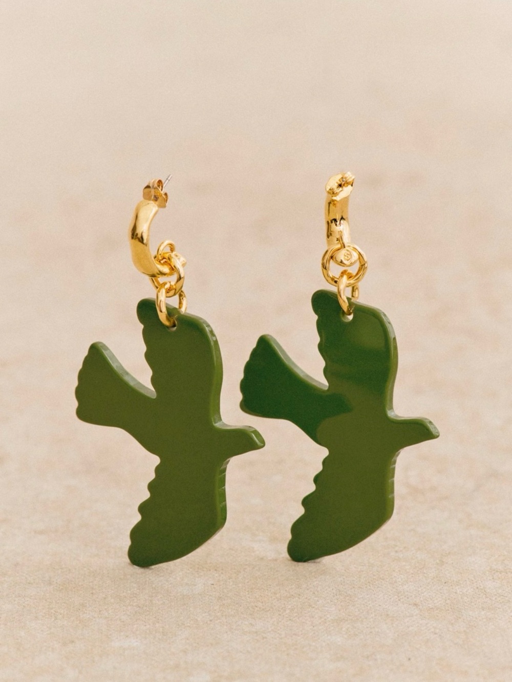 🌿Sezane x Pangea Bird Earrings - gold and resin NWT